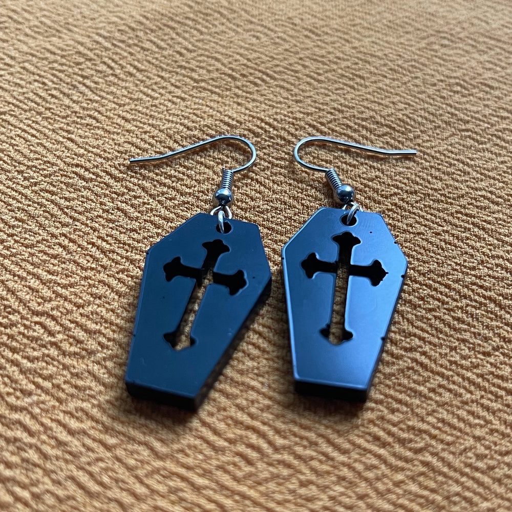 Resin coffin earrings