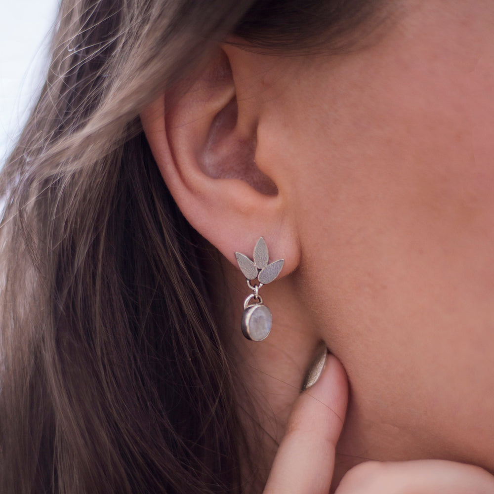 Moonstone petal earrings