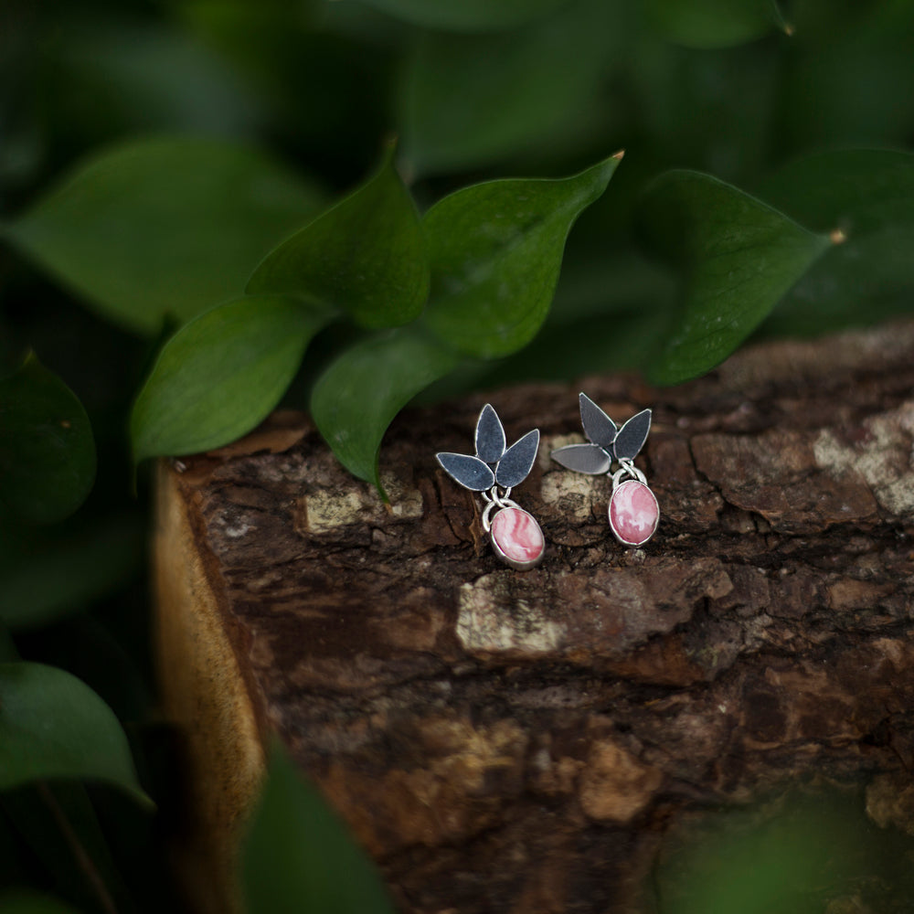 Rhodochrosite petal earrings