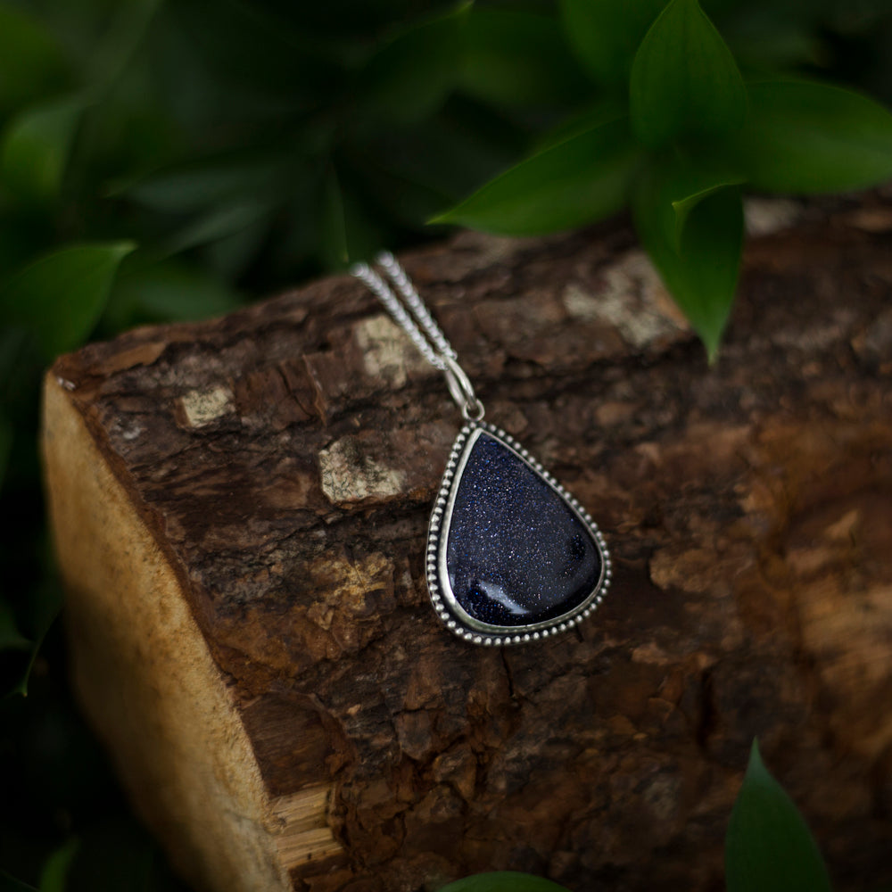 Blue goldstone pendant