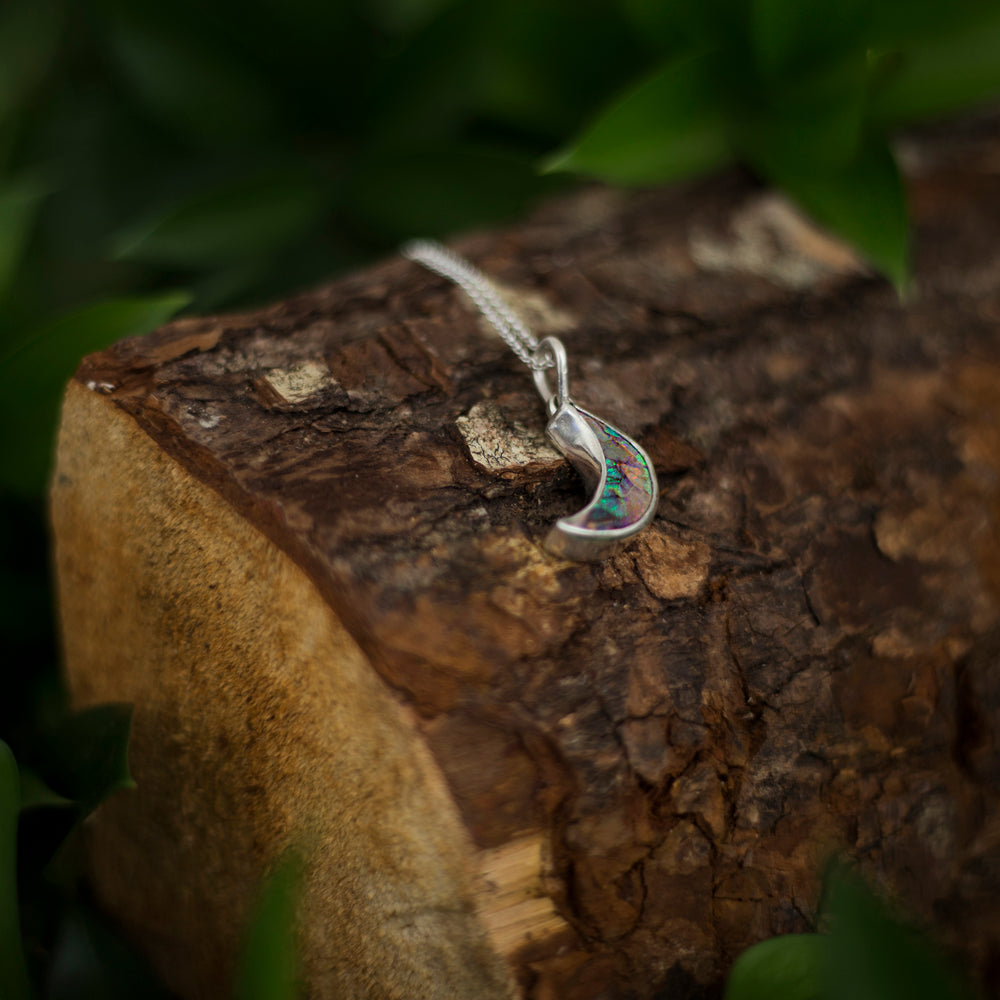 Half moon Monarch Opal pendant