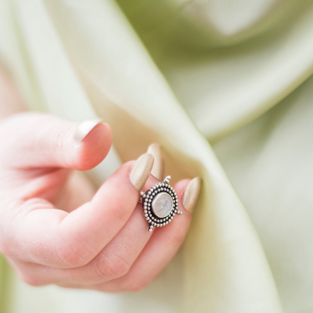 Moonstone Compass Ring