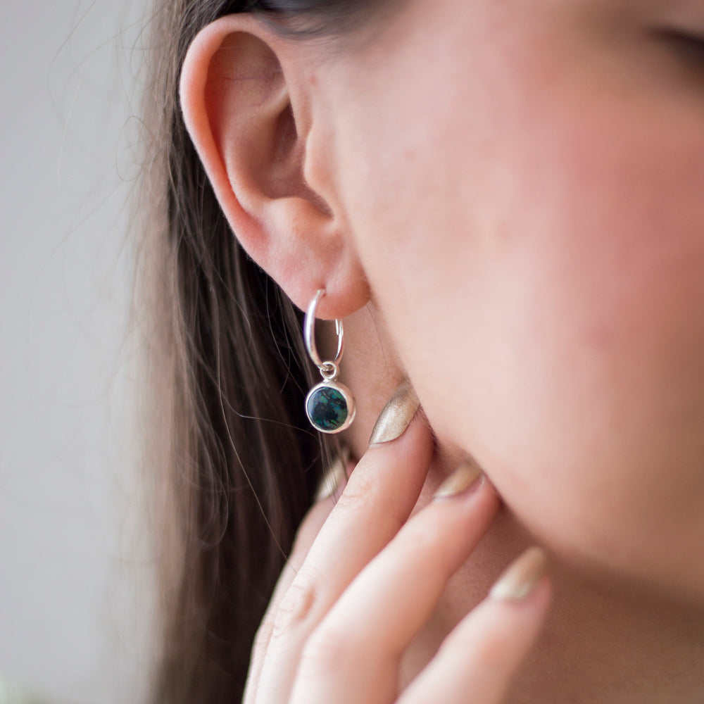 Sterling opal hoops