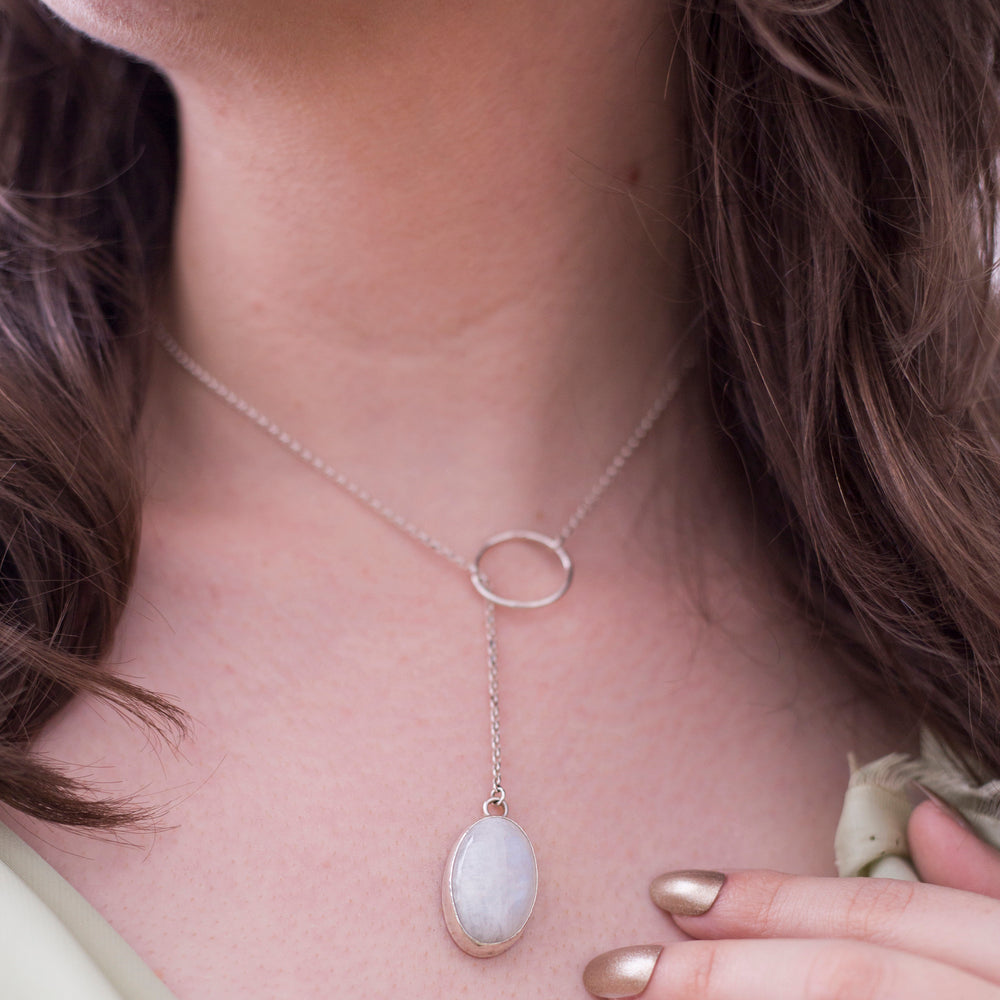 Moonstone lariat necklace