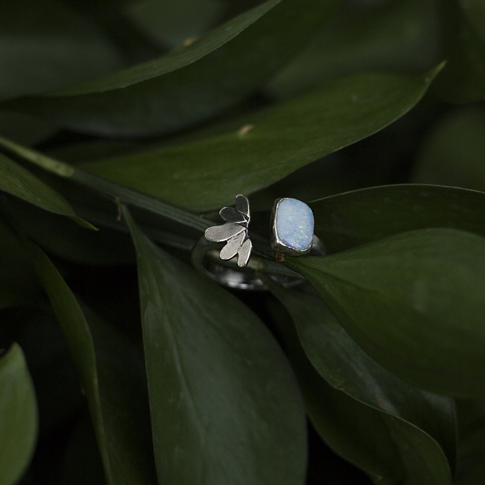 Coober Pedy opal Lotus ring size 8.75