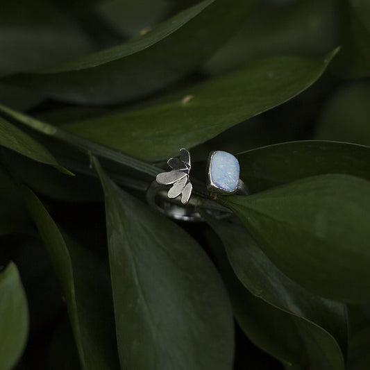 Coober Pedy opal Lotus ring size 8.75