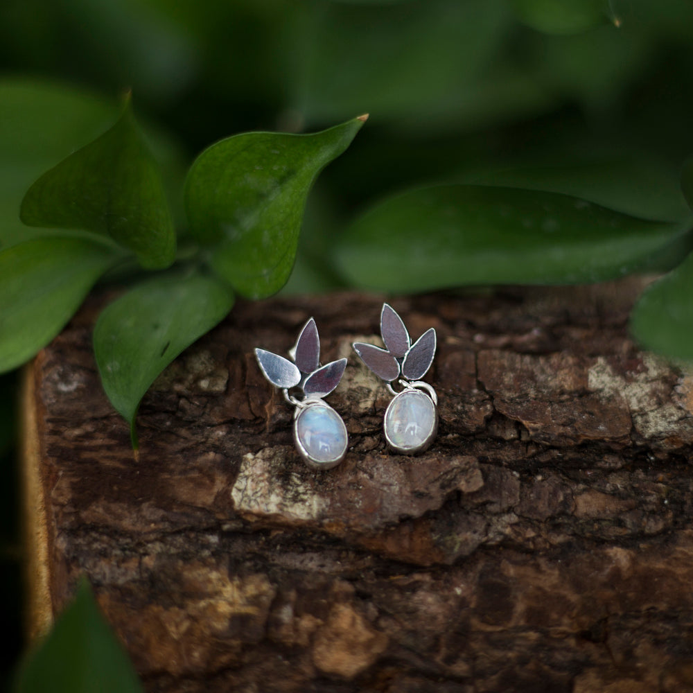 Moonstone petal earrings