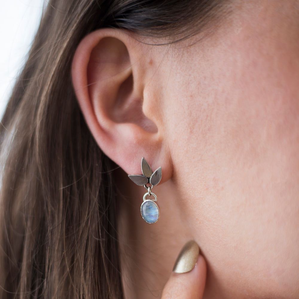 Moonstone petal earrings