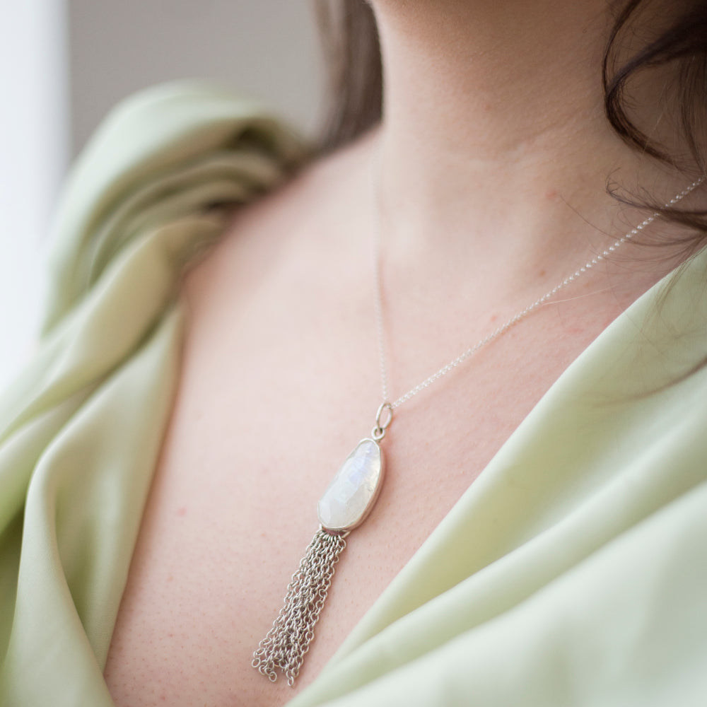 Moonstone waterfall necklace